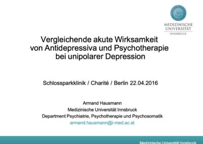 Vergleichende akute Wirksamkeit von Antidepressiva und Psychotherapie bei unipolarer Depression
